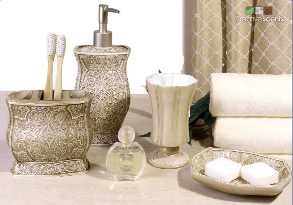 Creative Scents Beige Bathroom Accessories Set Decorative Bathroom