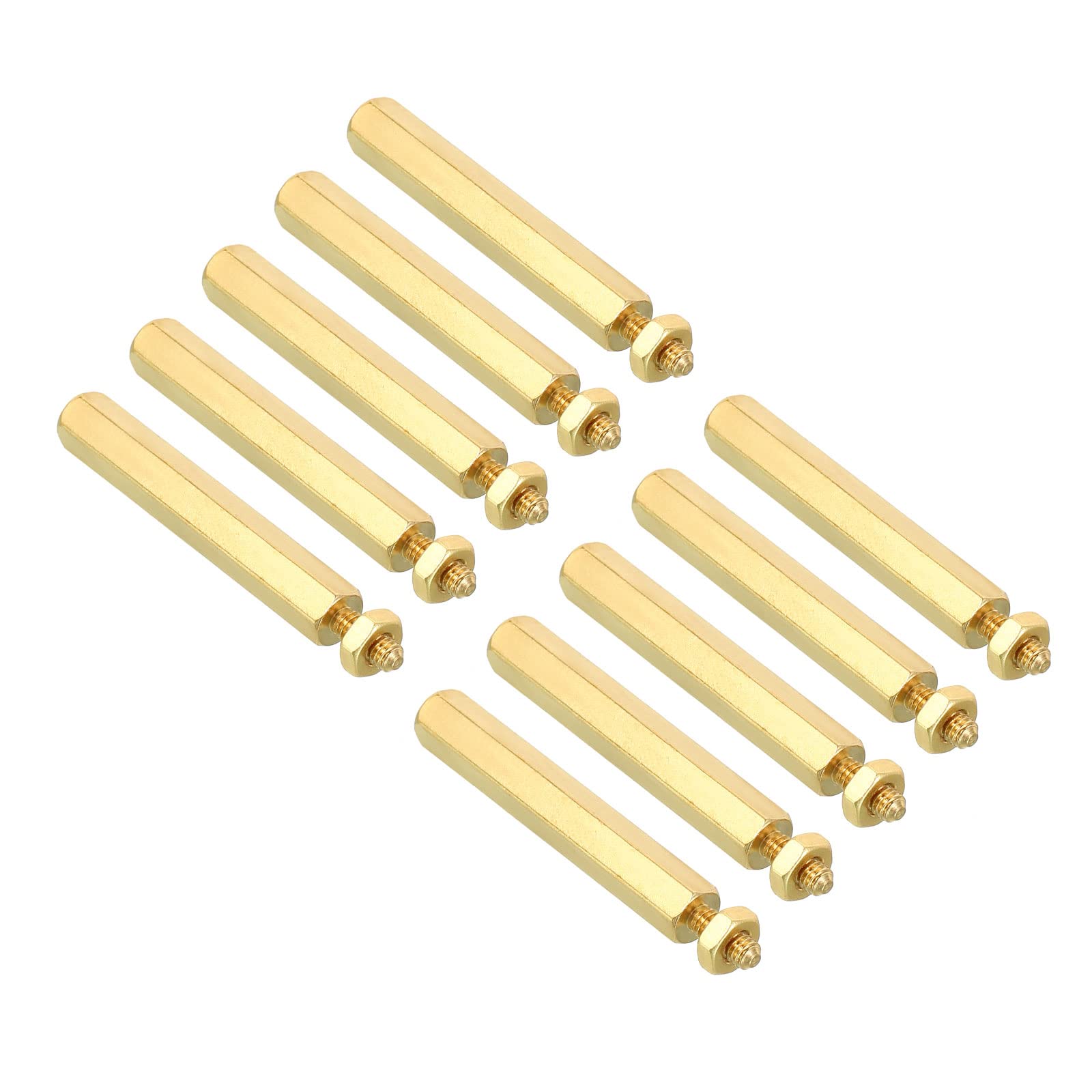 PATIKIL 30mm+6mm M2.5 Standoff Screws, 40 Pack Brass Hex PCB Standoffs Nuts for Motherboards, Computer Cases, Circuit Boards, Electronics, Gold Tone