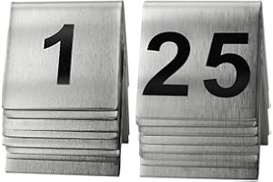 KAIMEX 1-25 Stainless Steel Number Tent Table Number for Restaurants Cafes Bars 2"x2" Black