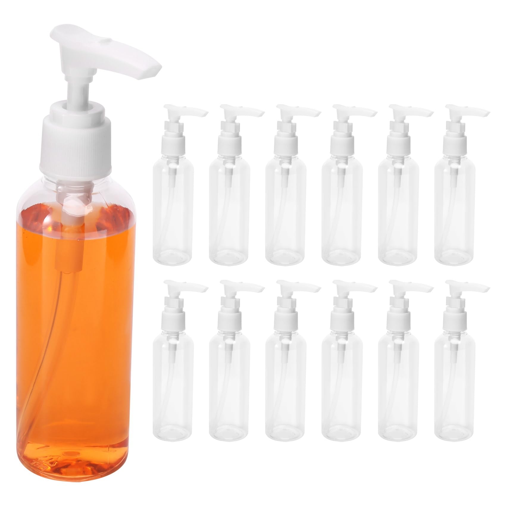 Dasing 12 Pack 3.4Oz/100Ml Transparent Travel Bottles Pump Bottle Lotion Dispenser Bottle for Water, Massage Oil, Shampoo