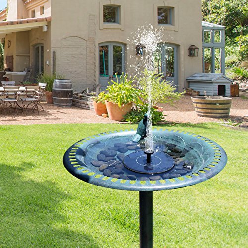 Solar Bird Bath Fountain Pump, TOMONOLO Upgrade 1.4W Solar Powered Fountain Free Standing Solar Panel Kit Watering Pumps Outdoor Submersible Pump for Pond, Pool, Garden, Aquarium