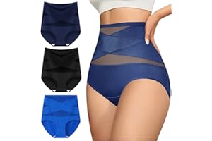 3Pack High-Waist Tummy Control Seamless Shaping Panties, Women's Soft Breathable Briefs Full Coverage Compression Underwear