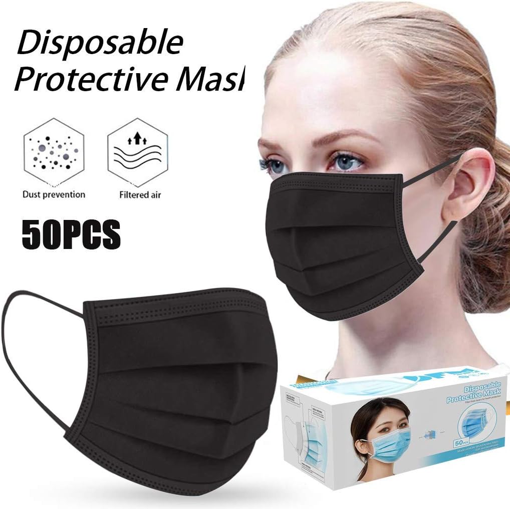 50pcs 4 Layer Bla Disposable Face Cover