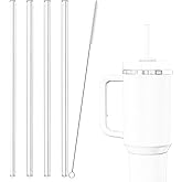 4-Pack Tritan Replacement Straws with Cleaning Brush for Stanley 40oz Quencher Tumbler, Cut-to-Fit for Multiple Cup Sizes, Reusable & Dishwasher Safe, BPA-Free