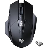 INPHIC Wireless Mouse Rechargeable, Silent Click, [Battery Level Visible] | USB 2.4G Cordless Mouse for Laptop PC Computer Tablets, 6 Buttons, 2400DPI 4 Adjustment Levels, Black