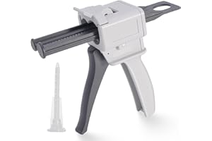 Zihvfzu Dispensing Gun Kit, 50ml 1:1/1:2 Ratio Manual Epoxy Mixing Dispensing AB Gun, Used For Extruding two-component Adhesive with a Specification of 50ml, Static Mixer Nozzles Included
