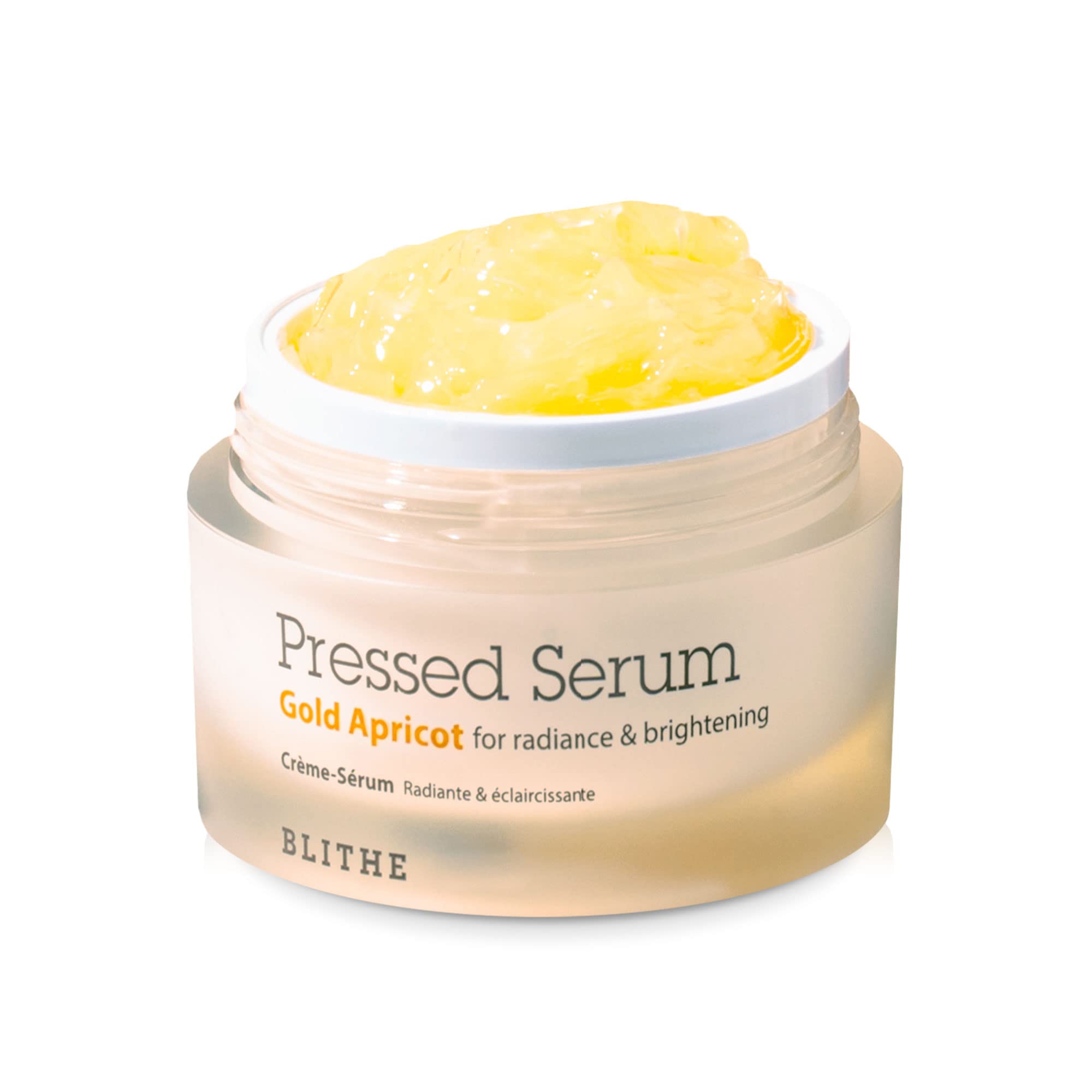 BLITHE Pressed Serum Gold Apricot – Hydrating serum with apricot extract and niacinamide, for dry and radiant skin, with a bouncy texture, Korean skincare (50 ml)