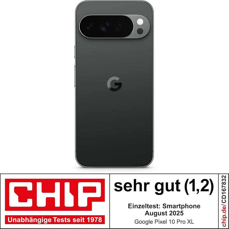 Pixel 10 Pro XL – Android-Smartphone ohne SIM-Lock, mit Gemini, Dreifach-Rückkamera, mehr als 24 Stunden Akkulaufzeit und 6,8 Zoll großem Super Actua-Display – Obsidian, 256GB