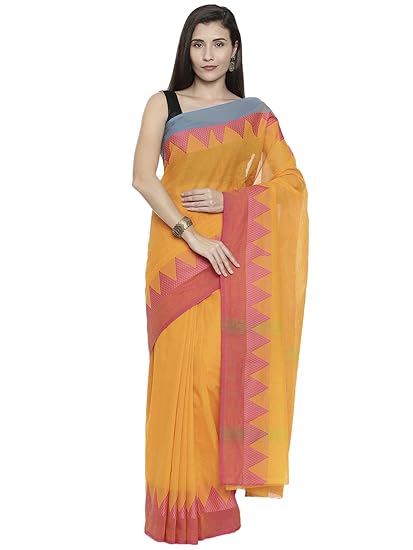 Womens Chettinad Cotton Saree (CCOPSC14556; Orange)