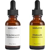 MAELOVE Glow Maker Vitamin C Serum + Stargaze Enhanced Retinol Serum Set - Day &amp; Night Duo for Radiant, Smooth Skin with Hyaluronic Acid, Ferulic Acid &amp; Soothing Botanicals