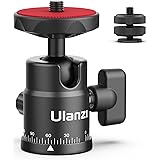 Mini Ball Head, ULANZI H28 Panoramic Tripod Head + Dual Hot Shoe Mount DSLR Camera Mount Adapter Photograph Attachment Access