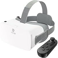 DESTEK V5 VR Headset with Bluetooth Controller, 110°FOV HD Anti-Blue Lenses Virtual Reality Goggles, for iPhone 13/12/11 & An