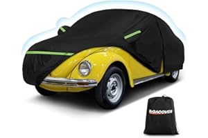 BIGACOVER Custom Fit for Volkswagen Beetle Bug 2-Door 1960-1980 Sedan Car Cover Waterproof Heavy Duty All-Weather Protection with Door Zipper & Storage Bag