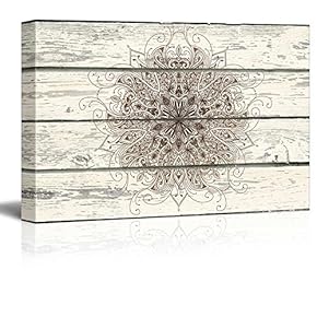 Decorative Patterned Art on a Rustic Wooden Background
