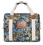 Malirona Ladies Women Canvas Travel Weekender Overnight Carry-on Shoulder Duffel Tote Bag Bohemian Flower