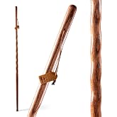 Brazos Handcrafted Wood Walking Stick, Twisted Oak, Backpacker Style Handle, for Men &amp; Women, Made in The USA