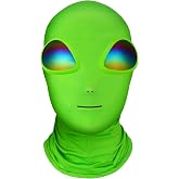 Ramede Alien Mask Adults Full Face 3D Halloween | Full Head Covering for Cosplay Parties Costume, Rainbow Gradient Lens Eyes, Stretchy Neck Covers to Shoulders, Creepy Prop