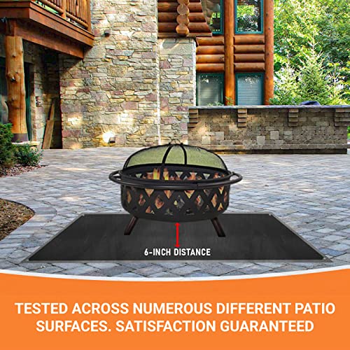 Black 40X40 Inch Fire Proof Mat for Under Fire Pit. 3 Layers Double