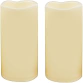 CANDLE CHOICE Waterproof Outdoor Battery Operated Flameless Candles with Timer Realistic Flickering Plastic Fake Electric LED Pillar Lights for Lantern Wedding Christmas Decorations 3x6 Inches 2 Pack