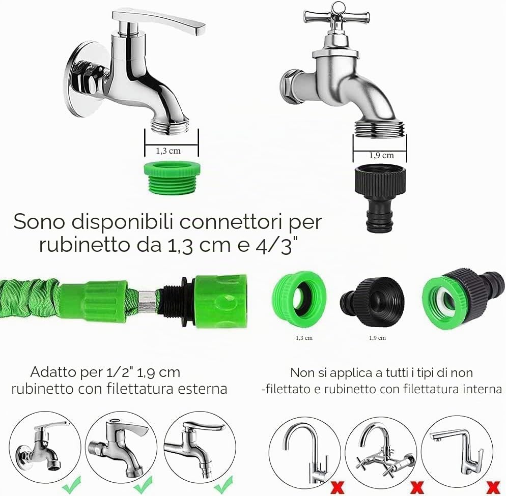 WESEN 7.5m/15m/30m/37m/45m Expandable Garden Water Hose with 3/4" and 1/2" Connector, Flexible Garden Hose with 8 Function Spray Nozzle