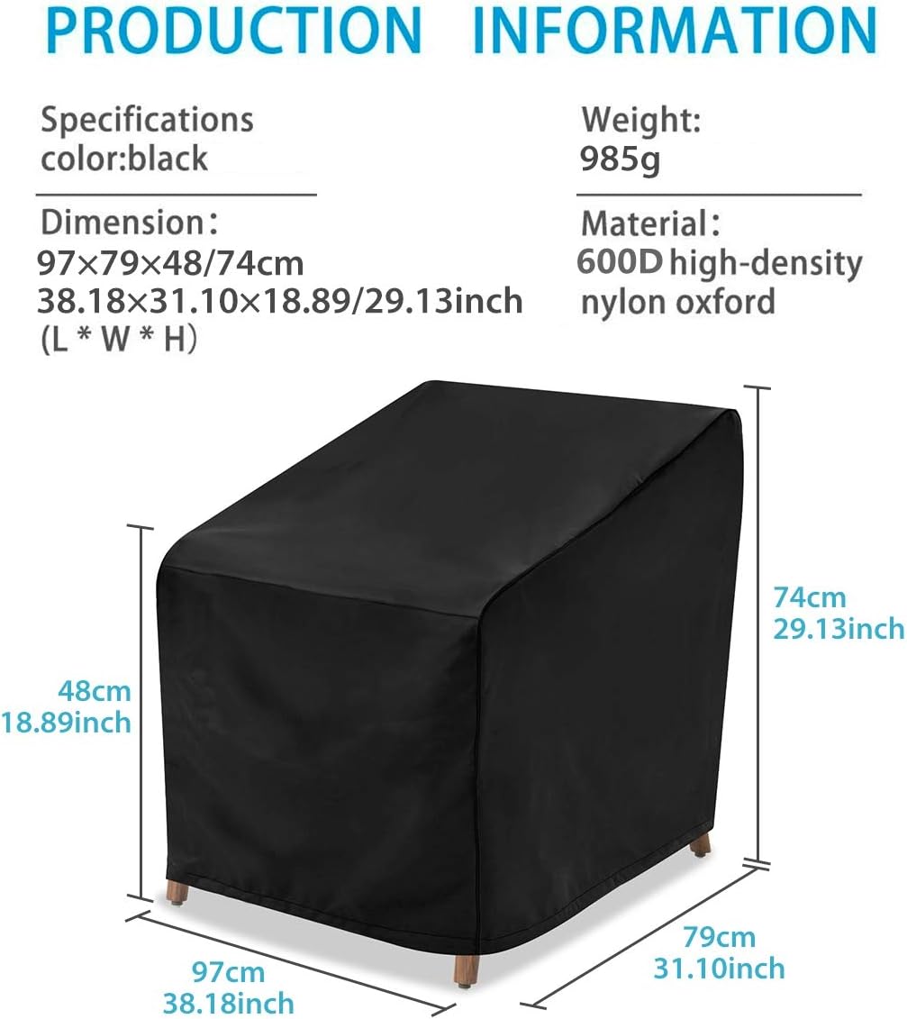 NASUM Patio Chair Covers, 2 Pack Lounge Deep Seat Cover, 38''Lx31''Dx29''H, 600D Waterproof and Heavy Duty Outdoor Furniture Covers: Furniture & Decor
