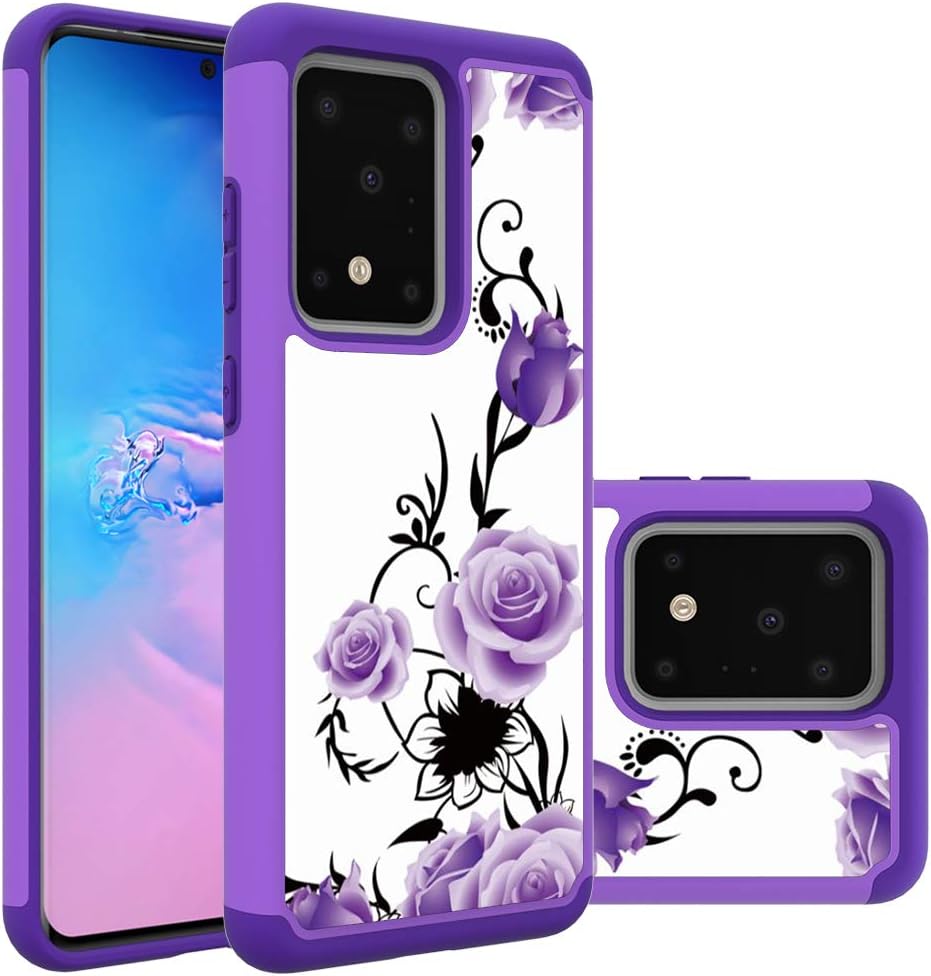yuanming Galaxy S20 Ultra Case, Hybrid Dual Layer TPU & Hard Back Cover Bumper Protective Shock-Absorption & Skid-Proof Anti-Scratch Hybrid Case for Samsung Galaxy S20 Ultra (Purple)