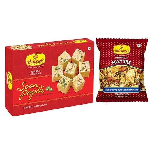 Haldiram's Soan Papdi (500 gm x Pack of 2) & Mixture (350 gm x Pack of 2)
