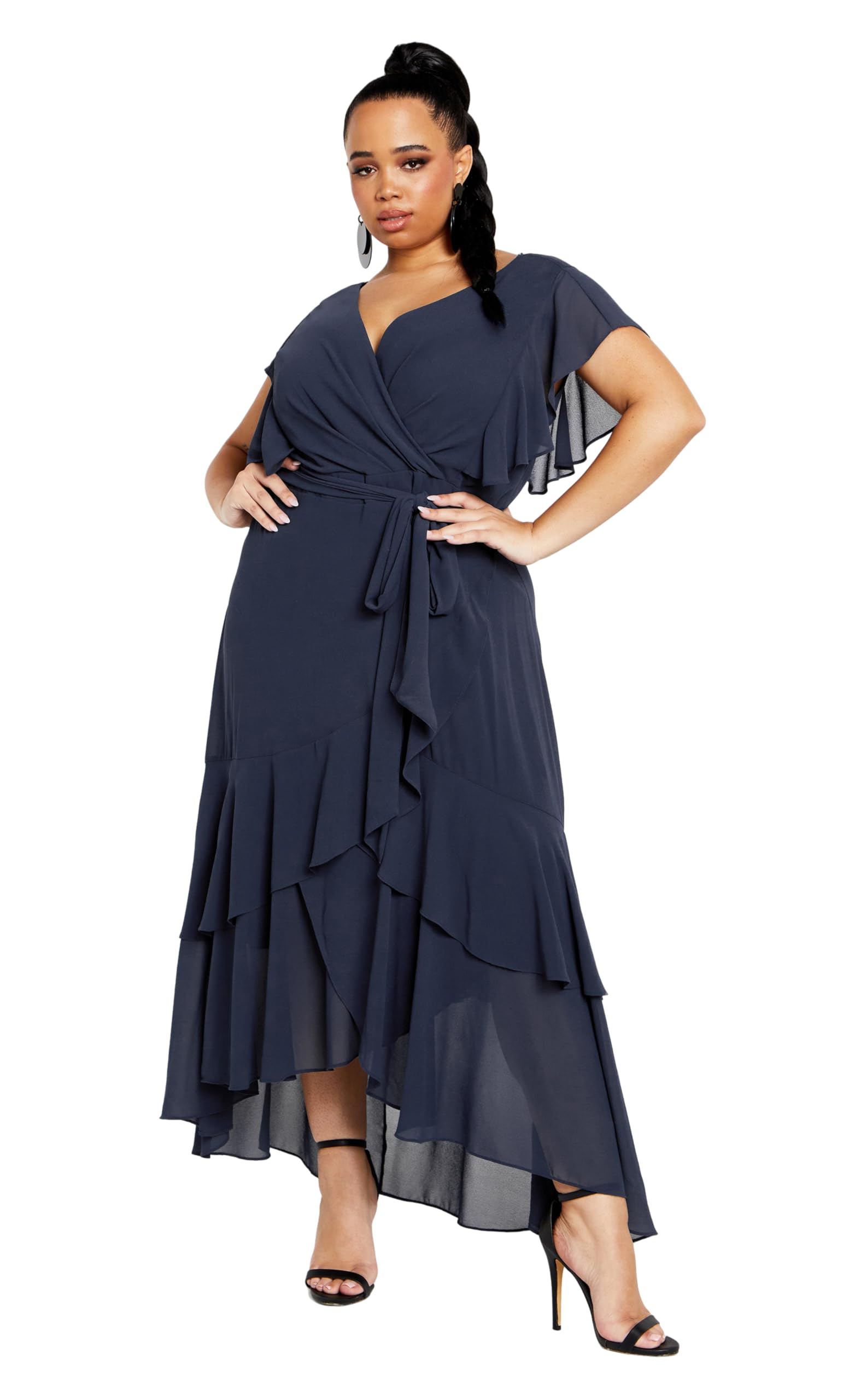 City Chic Women's Apparel Plus Size Maxi Flirty Tier Dress, Navy, 18-20 ...