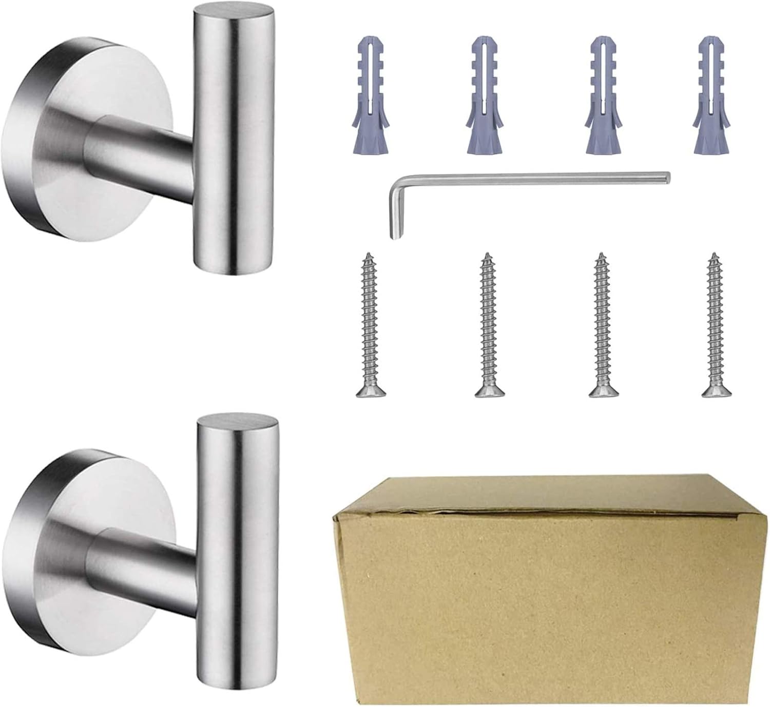 Nolimas Bathroom Towel Hooks SUS 304 Stainless Steel Coat Hook Round Clothes Towel Coat Robe Hook Cabinet Closet Door Sponges Holder for Bath Kitchen Garage Hotel,Wall Mounted, Brushed Nickel, 2Pack: Home & Kitchen