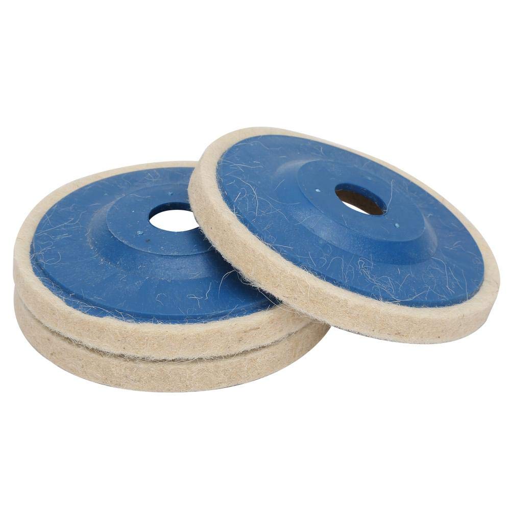 YWBL-WH Wool Polishing Wheel, 4 Inch Angled Wool Polishing Wheel Felt Disc, Polishing Disc Pad Kit for Polishing Cleaning Cutting and Waxing (3Pcs)