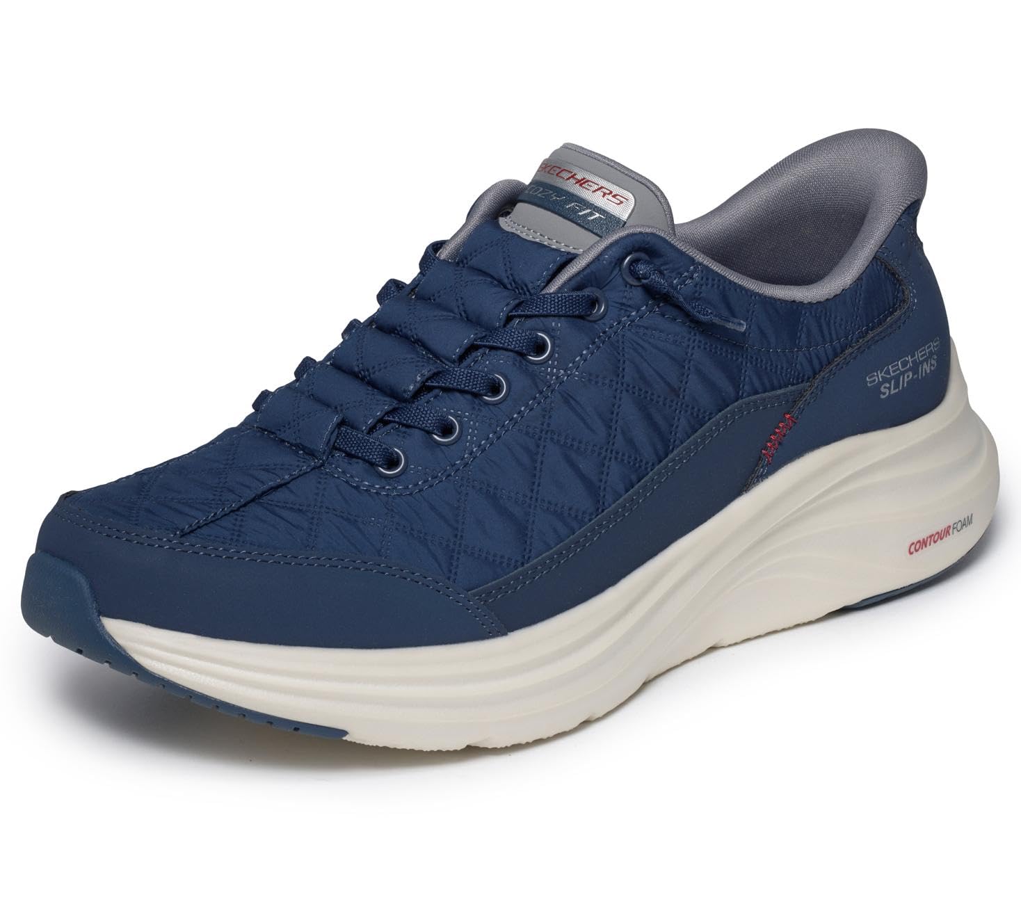Skechers Men's Contour Foam Cozy Fit Hands Free Slip-in Sneaker,Navy/Gray,8.5 Wide Image