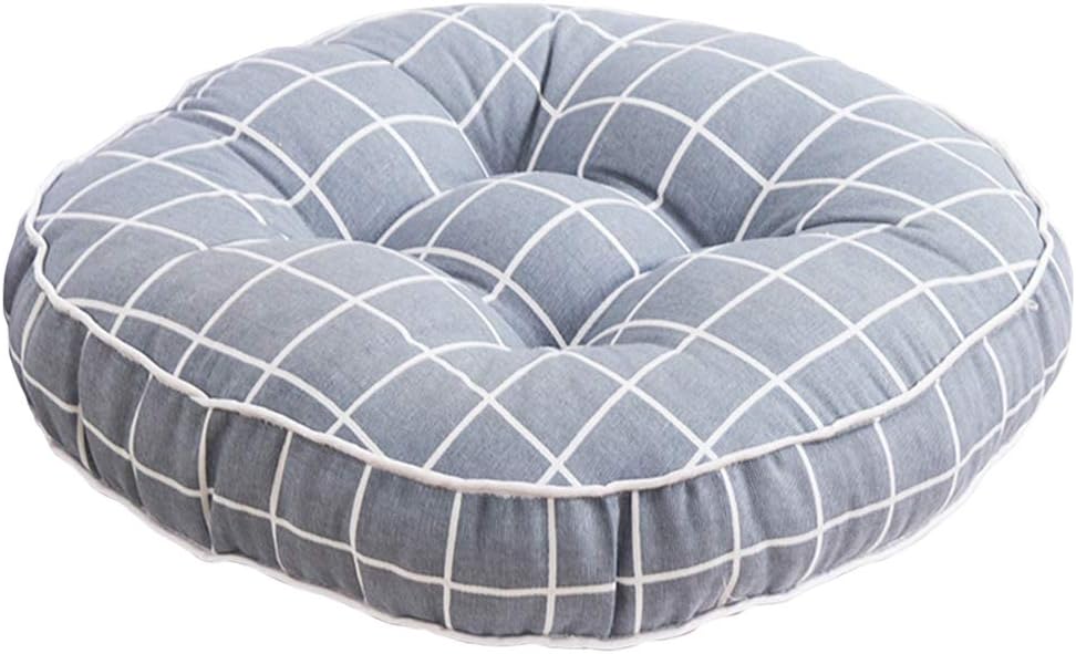 vctops 1PC Indoor Outdoor Bohemian Round Chair Cushion Seat Pad Floor Cushion Pillow (Grid Blue 2, 18"X18")
