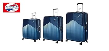 American Tourister Armada Polycarbonate Suitcases (Small, Medium and Large, Blue) -Set of 3
