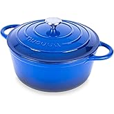 Cast Iron Dutch Oven with Lid – Non-Stick Ovenproof Enamelled Casserole Pot, Oven Safe up to 500° F – Sturdy Dutch Oven Cookw