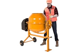 Fujampe Cement Mixer 4.2 Cu Ft Heavy Duty Portable Electric Cement Mixer Electric Concrete Concrete Mixer Machine 120L Wheelbarrow Mud Mixer for Stucco Mortar 1/2 Hp 36RPM (Alloy Steel)