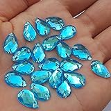 300Pcs 0.31x0.51″ Drop Shape Crystal Clear Acrylic Sew On Rhinestones Flatback Sewing Stones For Clothes Wedding Dress Crafts Garments Accessories (Blue)