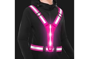 Todoxi Led Reflective Vest Safety Gear, Rechargeable Light Up Running Vest High Visibility at Night Adjustable Vest for Runners Riders Walkers Men Women