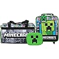 Bioworld Minecraft Creeper Youth 4-Piece Travel Set-14 Carry-on, Duffle Bag, and Luggage Tag Set
