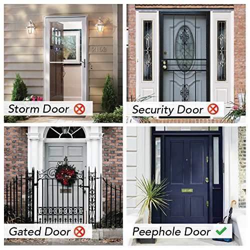 Greeter Digital Door Viewer & Doorbell - LCD Security Camera Monitor 165° Wide Angle Lens - Video Record Photo Shooting - No APP - No Motion Sensor - Peephole Needed (Gold Earth)