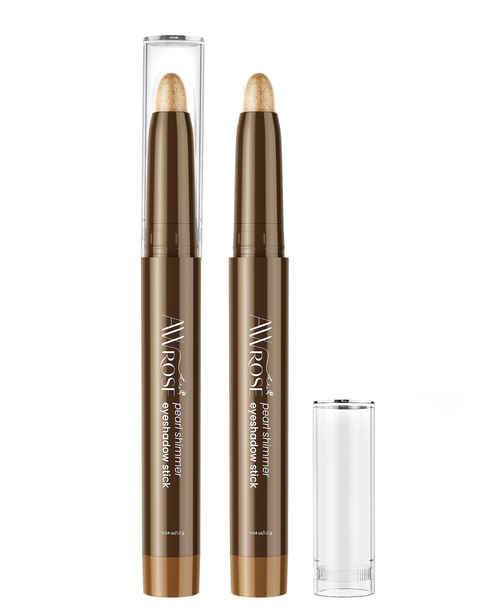 Photo 1 of 2 pack Cream Single Eyeshadow Stick, Glitter Shimmer Eye Shadow, Waterproof Long-Wearing Brilliant Eye Brightener with Sharpener, Makeup Sparkle Eye Shadow Pen Suits Everyone at Any Age