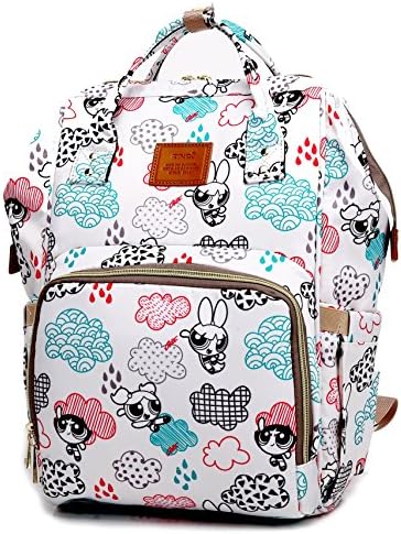 Land Diaper Bag Multi-Function Waterproof Travel Backpack Nappy Bags for Baby Care with Large Capacity,Wide Top Opened,Match Most Stroller&Keep Everything Organized Best Shower Gift (White-Cloud)