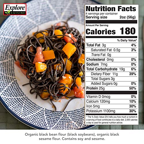 Explore Cuisine Organic Black Bean Spaghetti (2 Pack) - 8 oz - High Protein, Gluten Free Pasta, Easy to Make - USDA Certified Organic, Vegan, Kosher, Non GMO - 8 Total Servings
