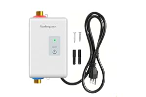 lianfengymx 3000W Tankless Water Heater 110V, Indicator Light White, Instant Hot Water for Kitchen Bathroom RV, Vertical Mount with 304 Stainless Steel