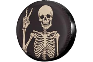 Dujiea Rock and Roll Skull Skeleton Spare Tire Cover, Universal Wheel Tire Cover Dust-Proof Tire Protectors for Trailer Rv Van SUV Truck Camper and Many Vehicle 14 15 16 17 Inch