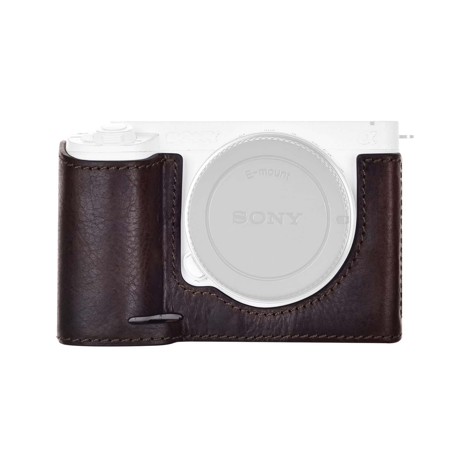 MUZIRI KINOKOO Sony ZV-E1 Case, Genuine Real Leather Half Case with Hand Grip for Sony ZV-E1/ZVE1 Camera - Protective Case with Bottom Opening Version - Coffee