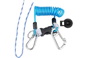 Diving Lanyard, Spring Coil Safety Tool Quick Release Scuba Climbing Photography Stainless Steel Nylon Blue or Orange for Div