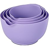 BoxedHome Nesting Plastic Mixing Bowl Set, 4 Piece Mixing Bowl Set with Pour Spouts, Size 1.7, 2.5, 3.5 and 4.5qt, for Prepping, Mixing, Baking, Cooking(2023 New Version, Purple)