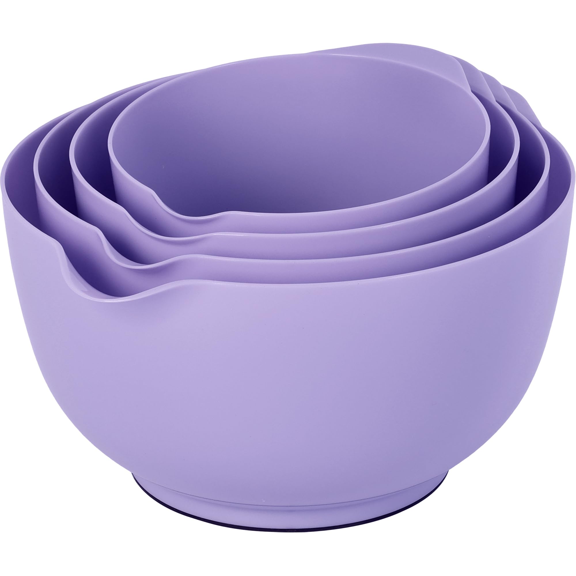 BoxedHome Purple Mixing Bowl Set Plastic Salad Bowl Non-Slip Stackable Serving Bowls for Kitchen 4-Piece Mixing Bowl Set