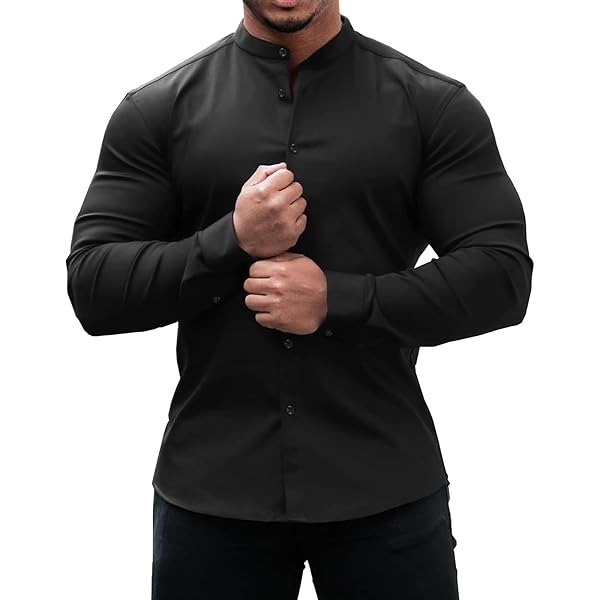 calvin klein scuba fit & flare dress Black Tapered Fit Shirt - Muscle Fitted Black Shirt main image 1