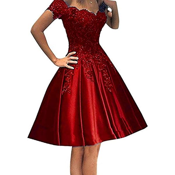 slim fit dress slacks Sweetheart Neck Tea Length Red Lace Prom Dress, Red Lace Homecoming Dress,  Red Formal Evening Dress KS6804 main image 1